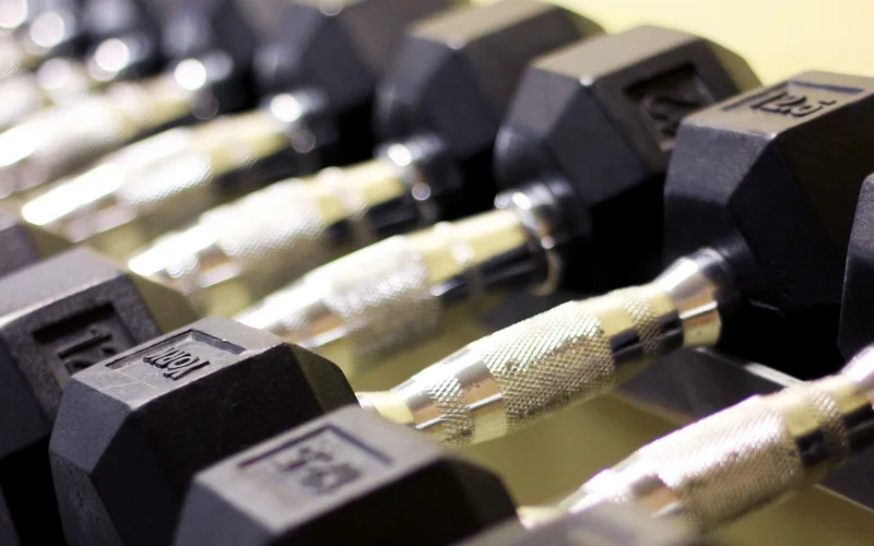 Rack of dumbbells